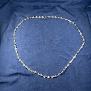 Vintage Monet Silver-Tone Cross Link Chain Necklace Women's Jewelry 18 Inches -